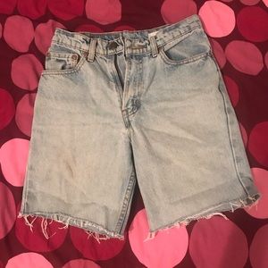 Light wash denim shorts